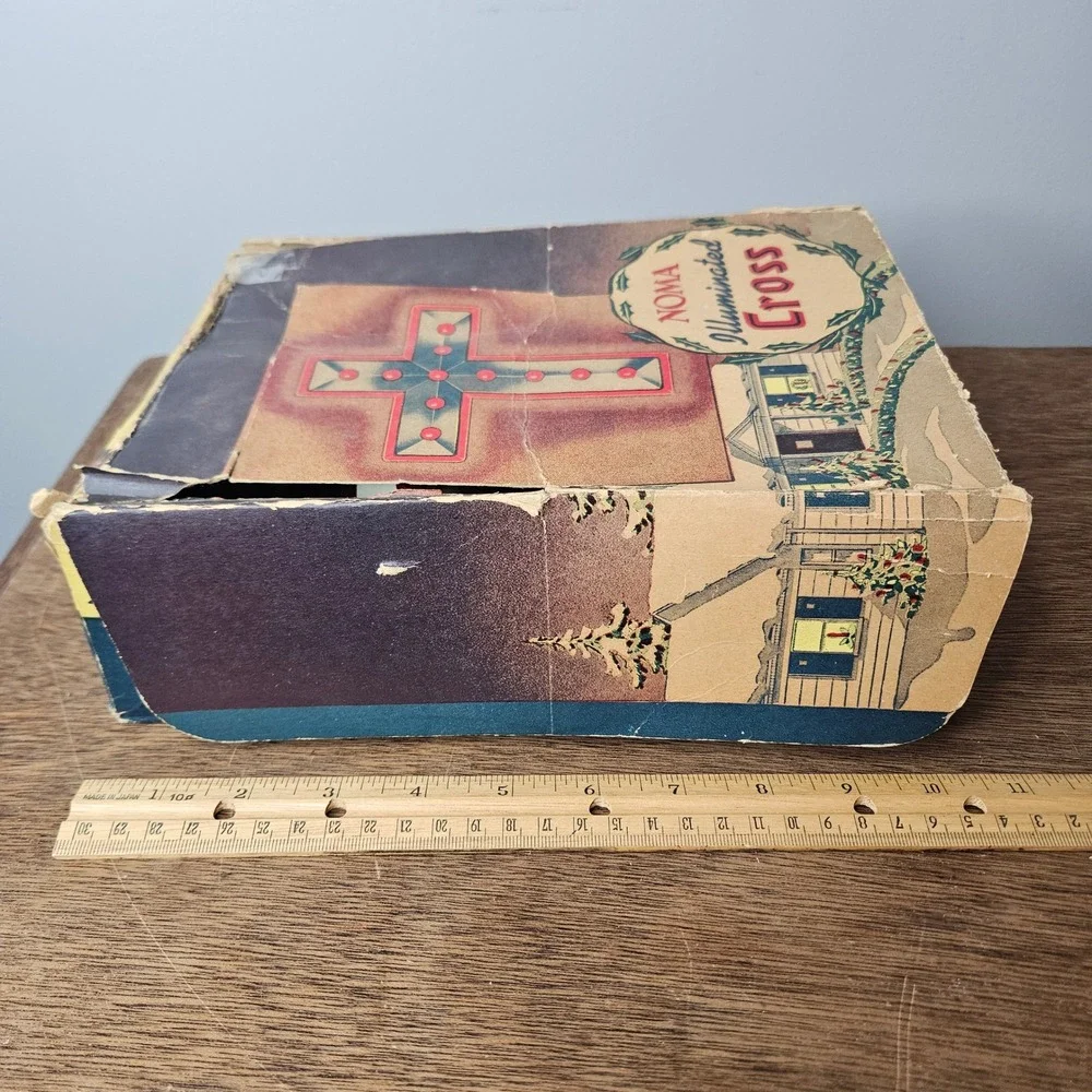 Vtg NOMA Illuminated Cross 1201 Electric Light Original Box Made in USA MCM Rare